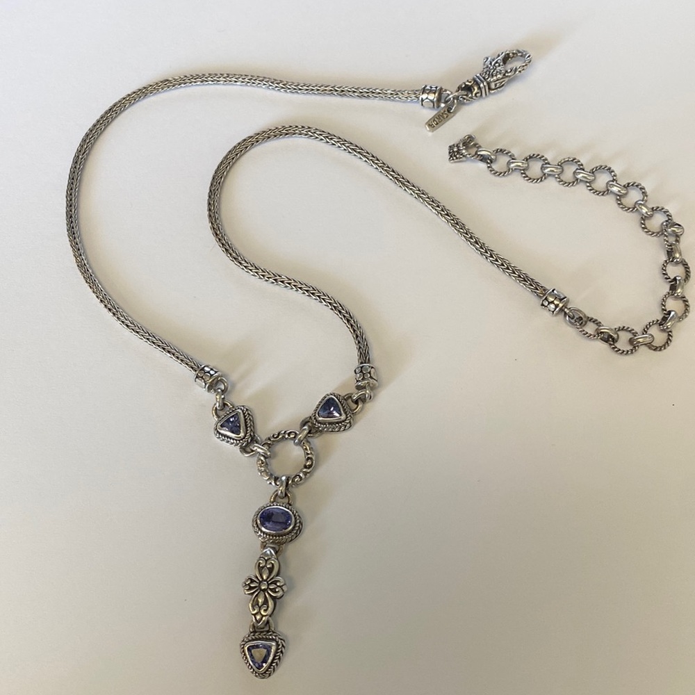 Sarda Sterling Silver and purple gemstones necklace